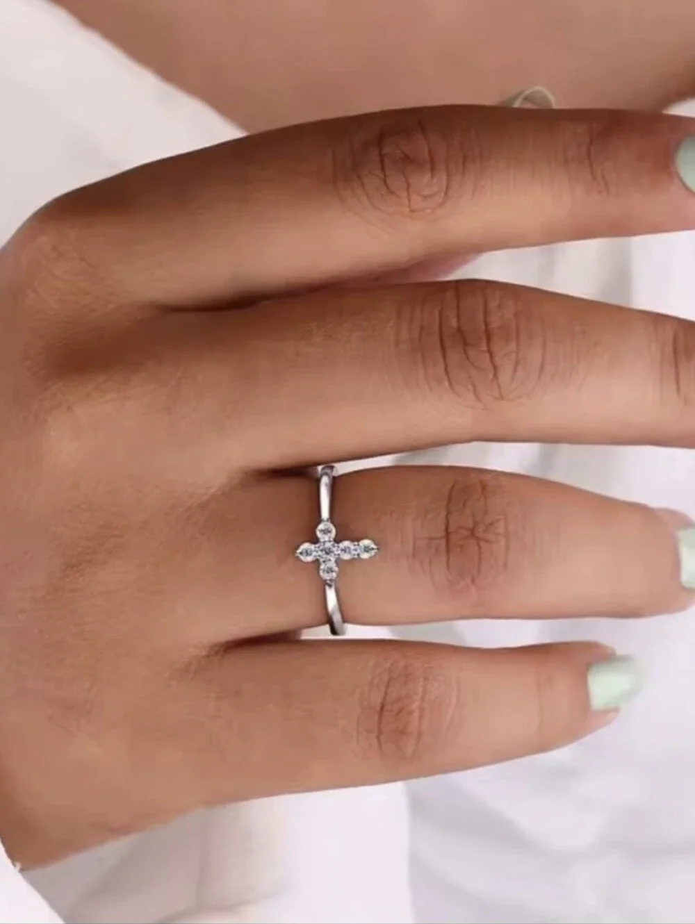 ✝️✝️NEW✝️✝️ BEAUTIFUL!! S925 Sterling Silver CZ Cross Ring